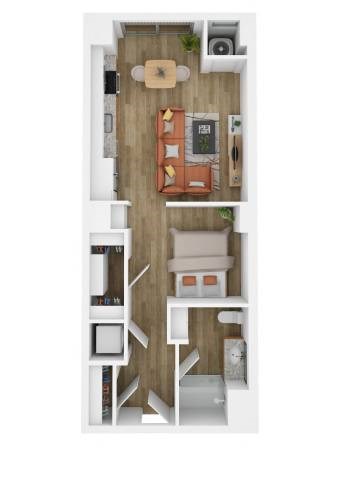 Floor plan for studio, 1 bath, 570 sqft